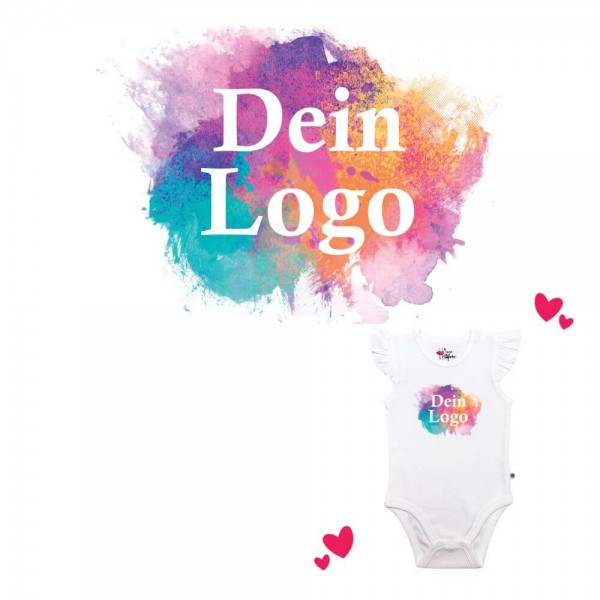 Baby Body mit Rüschenärmel weiss Firmenlogo