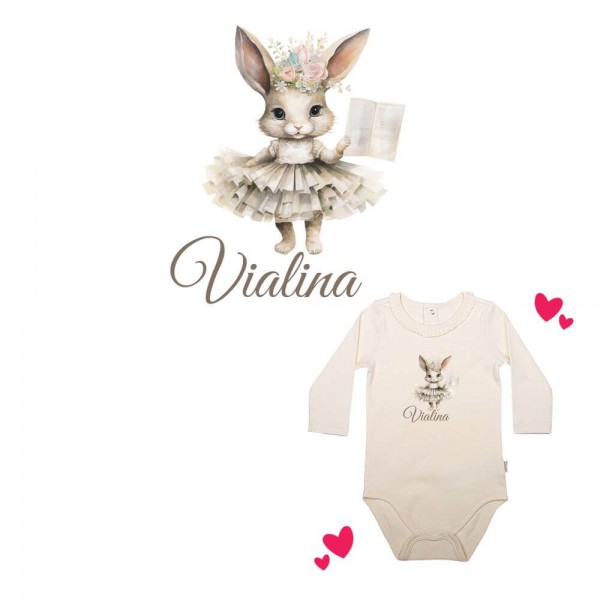 Baby Body langarm elegant Flower Bunny